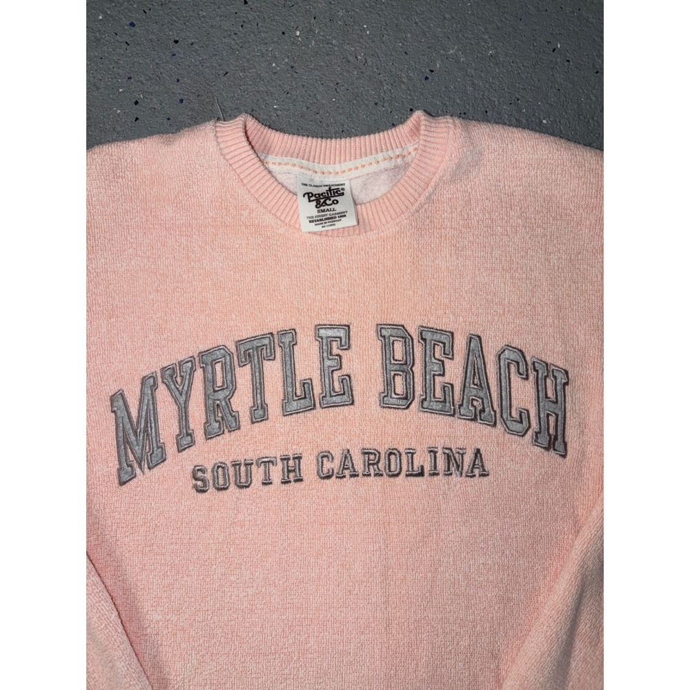 Pacific & Co Myrtle Beach South Carolina Peach Textured Crewneck Sweatshirt S - Picture 2 of 3